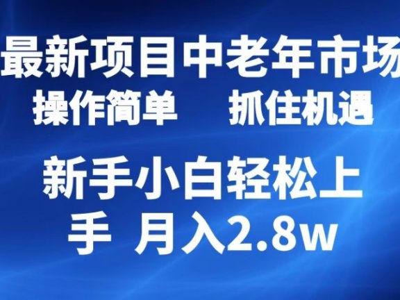 2024最新项目,中老年市场,起号简单,7条作品涨粉4000+,单月变现2.8w