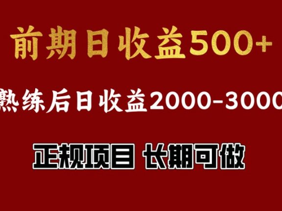 前期日收益500,熟悉后日收益2000左右,正规项目,长期能做,兼职全职都行